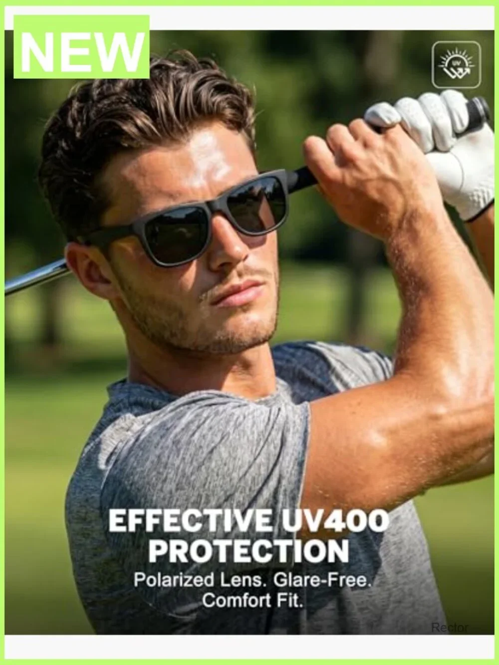 Polarized Sunglasses 3 Pack UV Protection Rectangular Matte Black Frame
